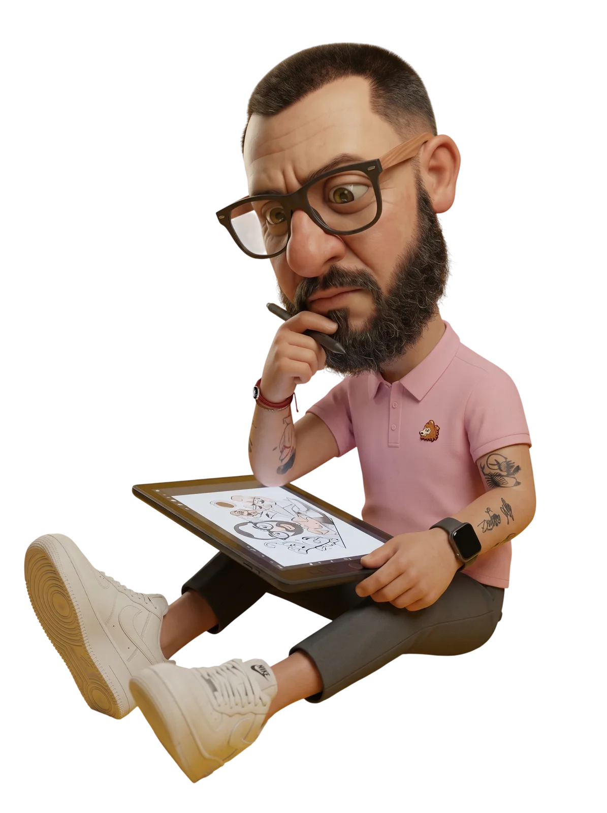 Caricatura de Rodrigo diseñando